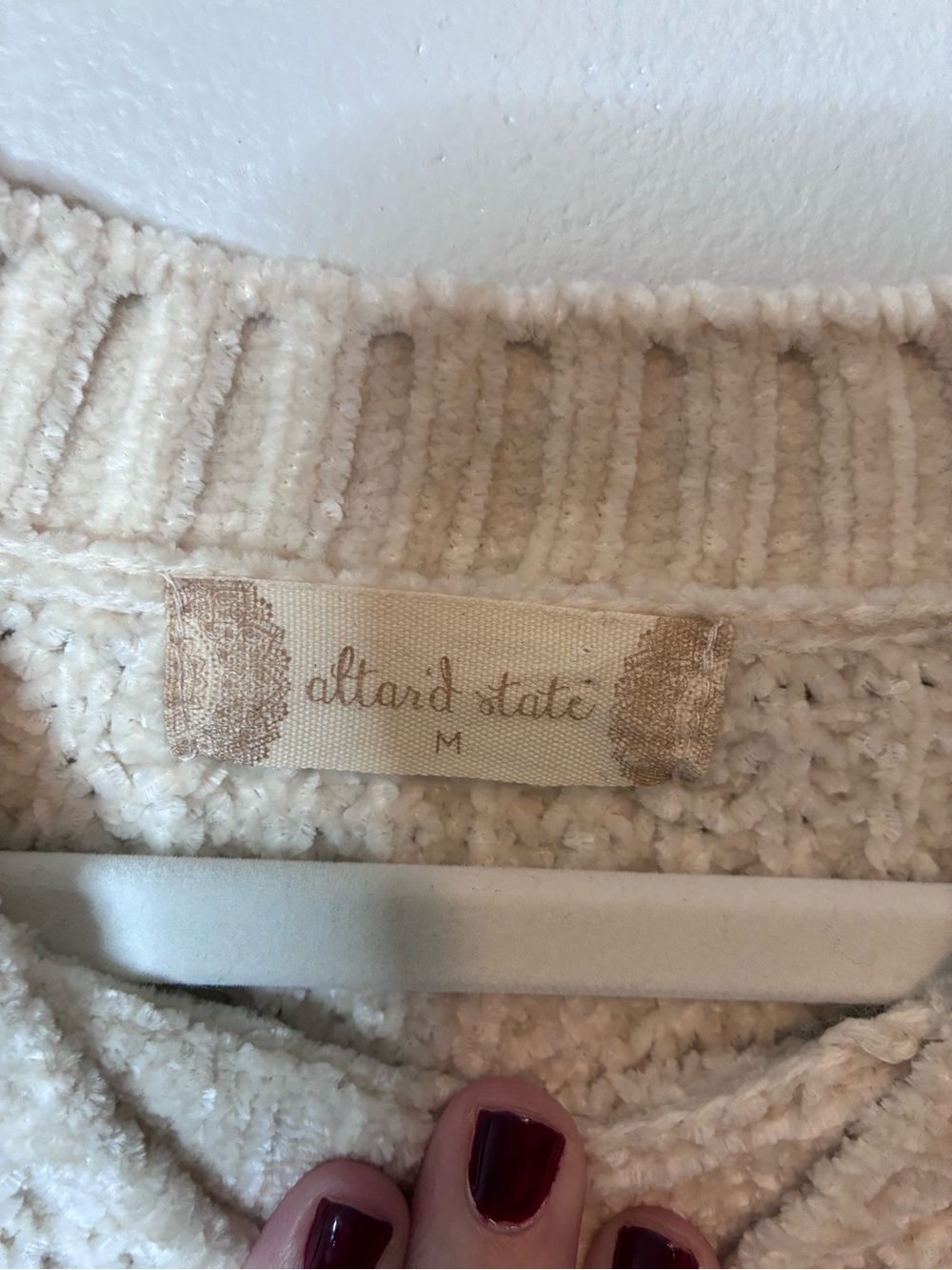 Altar’d State Cream Chenille Sweater Women’s M Soft Cozy Knit NWOT - Picture 4 of 8
